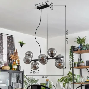 hofstein Gastor Suspension, Boule lumineuse, Suspension Fumé, 8 lumières* Lampes Modernes