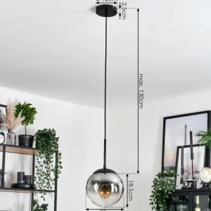hofstein Gastor Suspension, Boule lumineuse Clair, Fumé, 1 lumière* Lampes Modernes