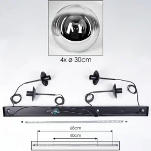 hofstein Gastor Suspension, Boule lumineuse, Suspension Chrome, Clair, Fumé, 4 lumières* Lampes Modernes