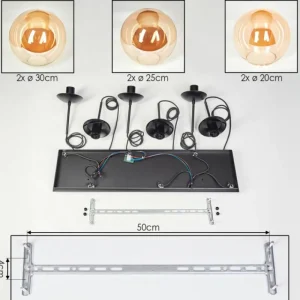 hofstein Gastor Suspension, Boule lumineuse, Suspension Ambre, 6 lumières* Lampes En Verre