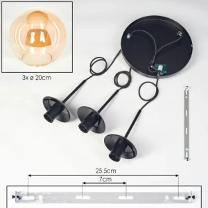 hofstein Gastor Suspension, Boule lumineuse 30 cm Ambre, 3 lumières* Lampes En Verre