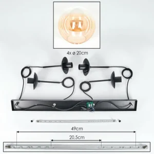 hofstein Gastor Suspension, Boule lumineuse, Suspension Ambre, Clair, 4 lumières* Lampes En Verre