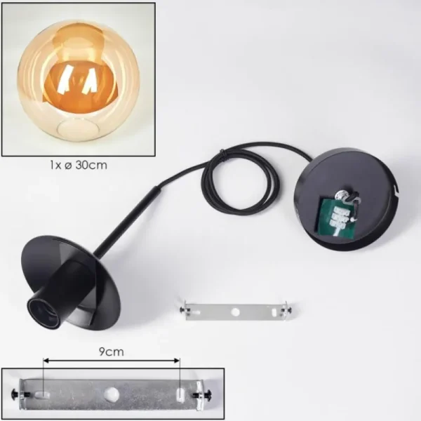 hofstein Gastor Suspension, Boule lumineuse Ambre, 1 lumière* Lampes En Verre