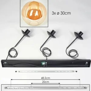 hofstein Gastor Suspension, Boule lumineuse, Suspension Ambre, 3 lumières* Lampes En Verre