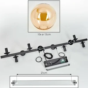 hofstein Gastor Suspension, Boule lumineuse, Suspension Ambre, 10 lumières* Lampes En Verre