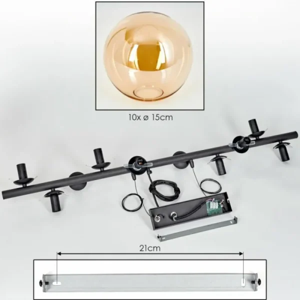 hofstein Gastor Suspension, Boule lumineuse, Suspension Ambre, 10 lumières* Lampes En Verre