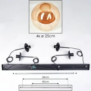 hofstein Gastor Suspension, Boule lumineuse, Suspension Ambre, 4 lumières* Lampes En Verre