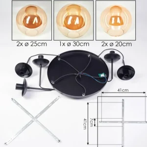 hofstein Gastor Suspension, Boule lumineuse 45 cm Noir, 5 lumières* Lampes En Verre