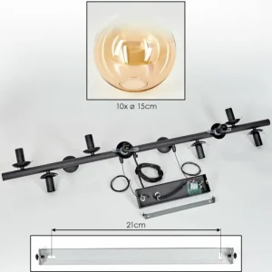 hofstein Gastor Suspension, Boule lumineuse, Suspension Ambre, Clair, 10 lumières* Lampes En Verre