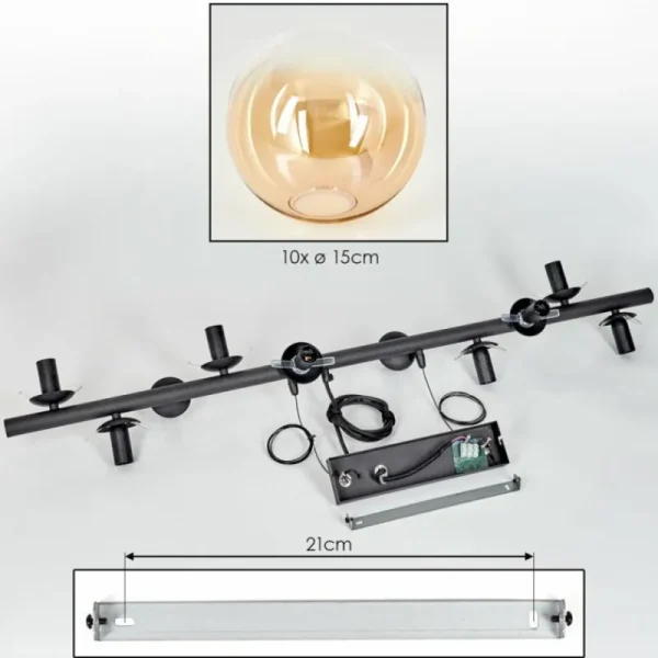 hofstein Gastor Suspension, Boule lumineuse, Suspension Ambre, Clair, 10 lumières* Lampes En Verre