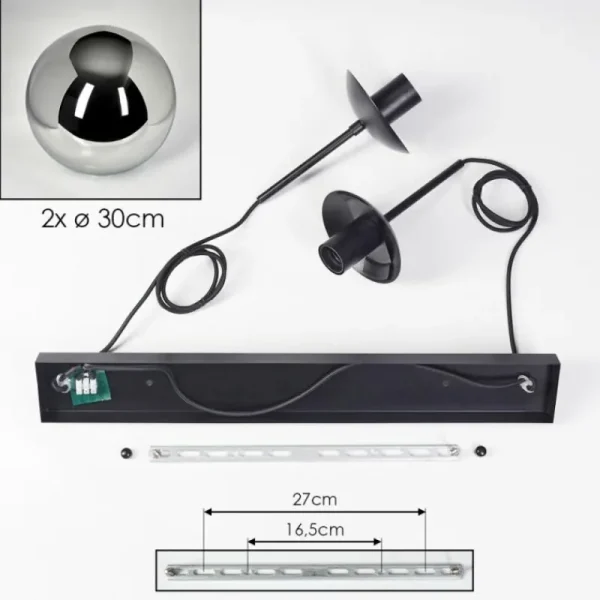 hofstein Gastor Suspension, Boule lumineuse, Suspension Noir, 2 lumières* Lampes Modernes