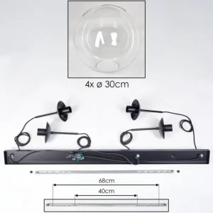 hofstein Gastor Suspension, Boule lumineuse, Suspension Clair, 4 lumières* Lampes En Verre