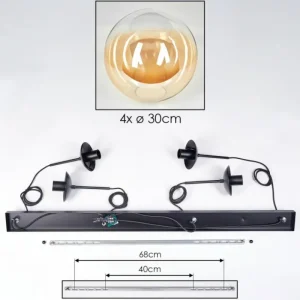hofstein Gastor Suspension, Boule lumineuse, Suspension Ambre, Clair, 4 lumières* Lampes En Verre