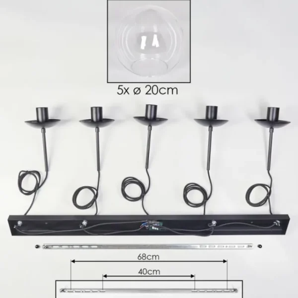hofstein Gastor Suspension, Boule lumineuse, Suspension Clair, 5 lumières* Lampes En Verre