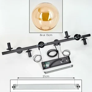 hofstein Gastor Suspension, Boule lumineuse, Suspension Ambre, 8 lumières* Lampes En Verre