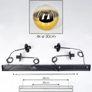 hofstein Gastor Suspension, Boule lumineuse, Suspension Or, Clair, 4 lumières* Lampes En Verre