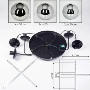 hofstein Gastor Suspension, Boule lumineuse 45 cm Noir, 5 lumières* Lampes Modernes