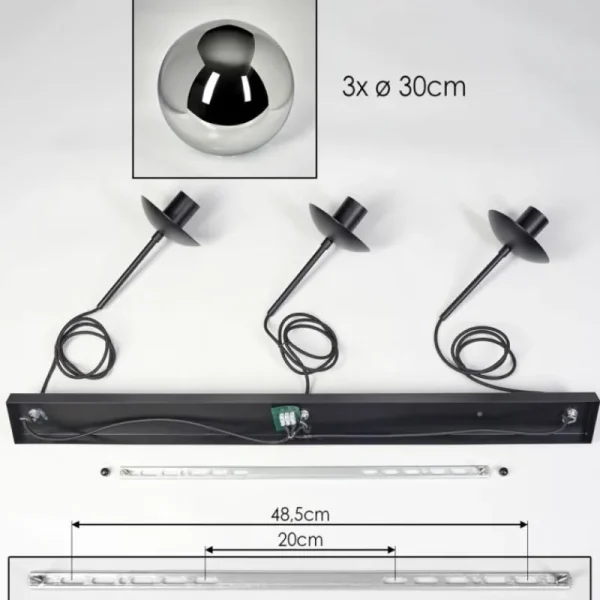 hofstein Gastor Suspension, Boule lumineuse, Suspension Chrome, Fumé, 3 lumières* Lampes Modernes