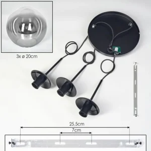 hofstein Gastor Suspension, Boule lumineuse 30 cm Clair, Fumé, 3 lumières* Lampes Modernes