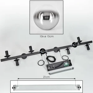 hofstein Gastor Suspension, Boule lumineuse, Suspension Chrome, Clair, Fumé, 10 lumières* Lampes Modernes