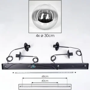 hofstein Gastor Suspension, Boule lumineuse, Suspension Clair, Fumé, 4 lumières* Lampes Modernes