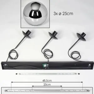 hofstein Gastor Suspension, Boule lumineuse Noir, 3 lumières* Lampes Modernes