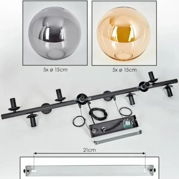 hofstein Gastor Suspension, Boule lumineuse, Suspension Ambre, Fumé, 10 lumières* Lampes Modernes