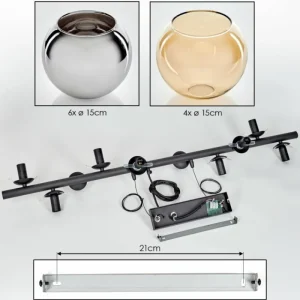 hofstein Gastor Suspension, Boule lumineuse, Suspension Ambre, Chrome, Fumé, 10 lumières* Lampes Modernes