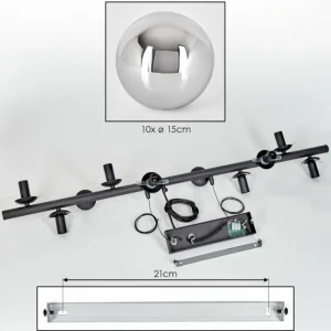 hofstein Gastor Suspension, Boule lumineuse, Suspension Chrome, Fumé, 10 lumières* Lampes Modernes
