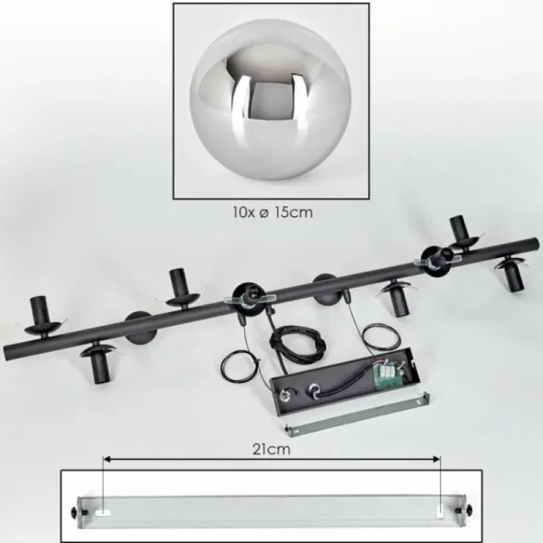 hofstein Gastor Suspension, Boule lumineuse, Suspension Chrome, Fumé, 10 lumières* Lampes Modernes