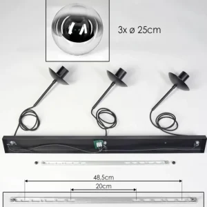 hofstein Gastor Suspension, Boule lumineuse, Suspension Chrome, Clair, Fumé, 3 lumières* Lampes Modernes