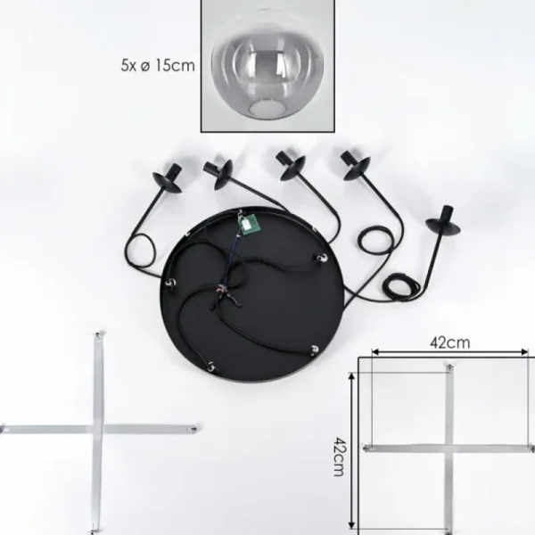 hofstein Gastor Suspension, Boule lumineuse, Suspension Clair, Fumé, 5 lumières* Lampes Modernes