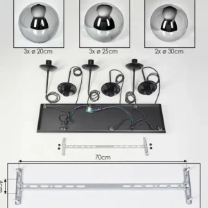 hofstein Gastor Suspension, Boule lumineuse, Suspension Fumé, 8 lumières* Lampes Modernes