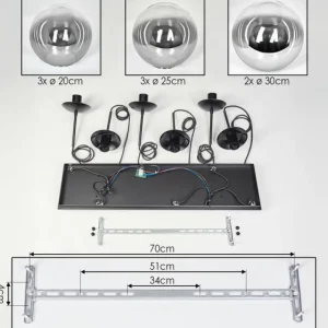 hofstein Gastor Suspension, Boule lumineuse, Suspension Clair, Fumé, 8 lumières* Lampes Modernes