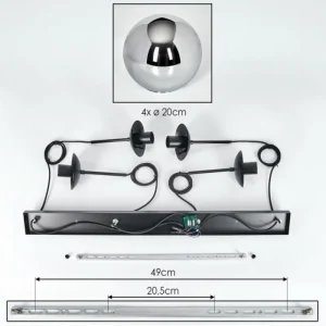 hofstein Gastor Suspension, Boule lumineuse, Suspension Chrome, Fumé, 4 lumières* Lampes Modernes