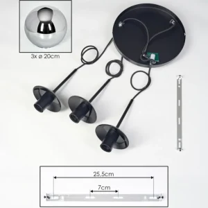 hofstein Gastor Suspension, Boule lumineuse Chrome, Fumé, 3 lumières* Lampes Modernes