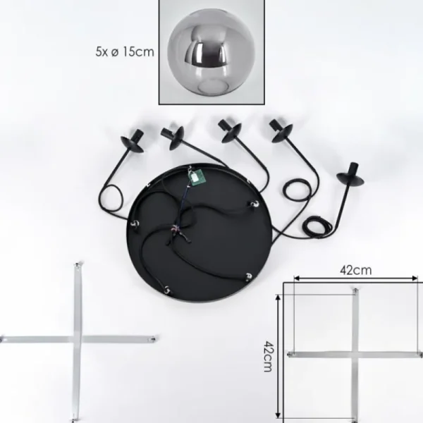 hofstein Gastor Suspension, Boule lumineuse, Suspension Fumé, 5 lumières* Lampes Modernes