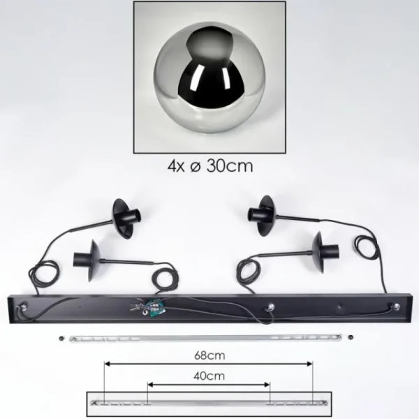 hofstein Gastor Suspension, Boule lumineuse, Suspension Chrome, Fumé, 4 lumières* Lampes Modernes