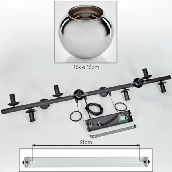 hofstein Gastor Suspension, Boule lumineuse, Suspension Chrome, Fumé, 10 lumières* Lampes Modernes