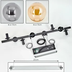hofstein Gastor Suspension, Boule lumineuse, Suspension Ambre, Fumé, 8 lumières* Lampes Modernes