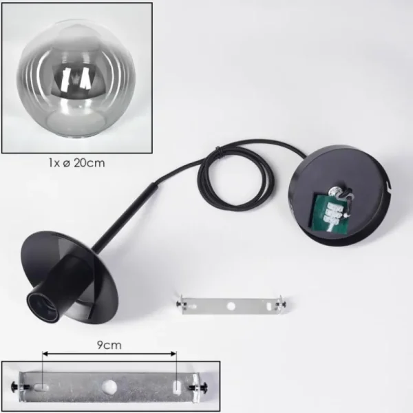hofstein Gastor Suspension, Boule lumineuse Clair, Fumé, 1 lumière* Lampes Modernes