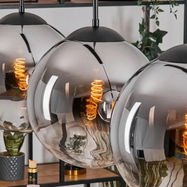 hofstein Gastor Suspension, Boule lumineuse, Suspension Chrome, Clair, Fumé, 4 lumières* Lampes Modernes
