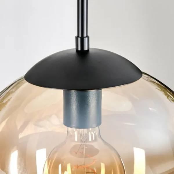 hofstein Gastor Suspension, Boule lumineuse, Suspension 30 cm Ambre, Clair, 3 lumières* Lampes En Verre
