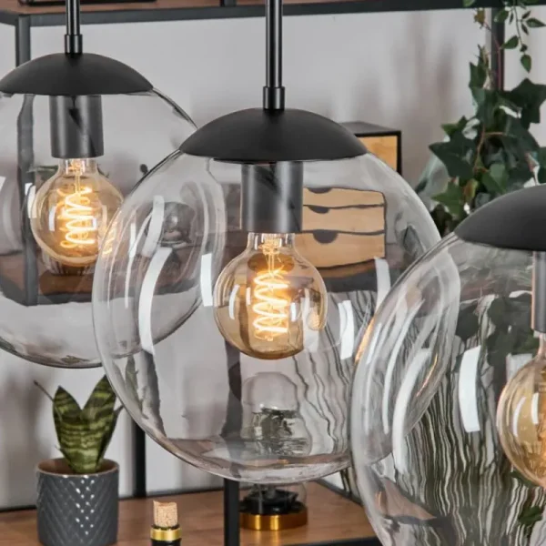 hofstein Gastor Suspension, Boule lumineuse, Suspension Clair, 4 lumières* Lampes En Verre