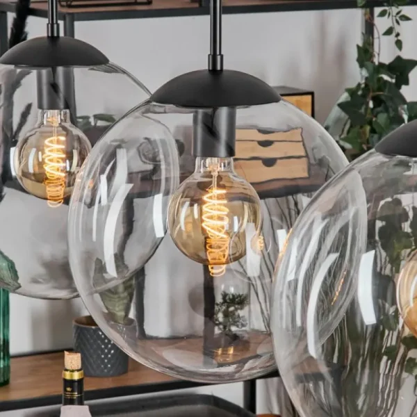 hofstein Gastor Suspension, Boule lumineuse, Suspension Clair, 4 lumières* Lampes En Verre