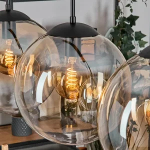 hofstein Gastor Suspension, Boule lumineuse, Suspension Ambre, Clair, 4 lumières* Lampes En Verre