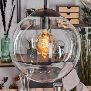 hofstein Gastor Suspension, Boule lumineuse 45 cm Noir, 5 lumières* Lampes En Verre