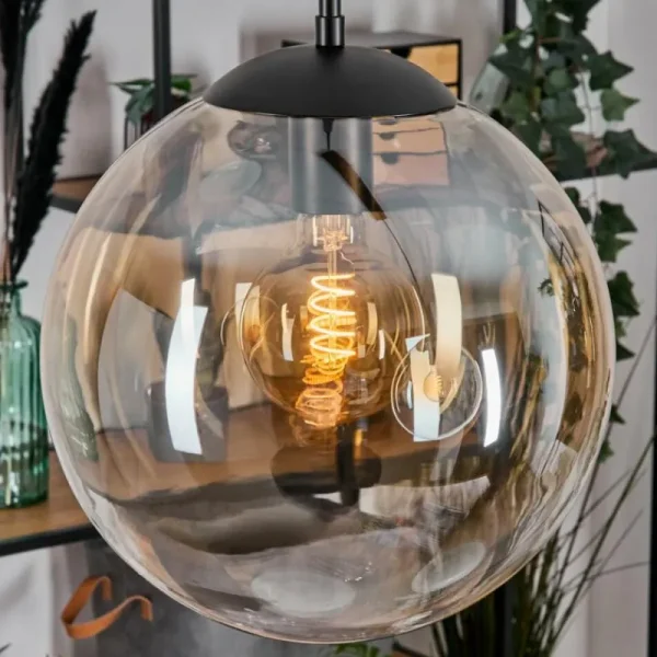 hofstein Gastor Suspension, Boule lumineuse Noir, 2 lumières* Lampes En Verre