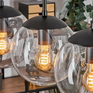 hofstein Gastor Suspension, Boule lumineuse, Suspension Clair, 5 lumières* Lampes En Verre
