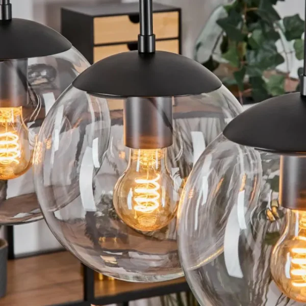 hofstein Gastor Suspension, Boule lumineuse, Suspension Clair, 5 lumières* Lampes En Verre